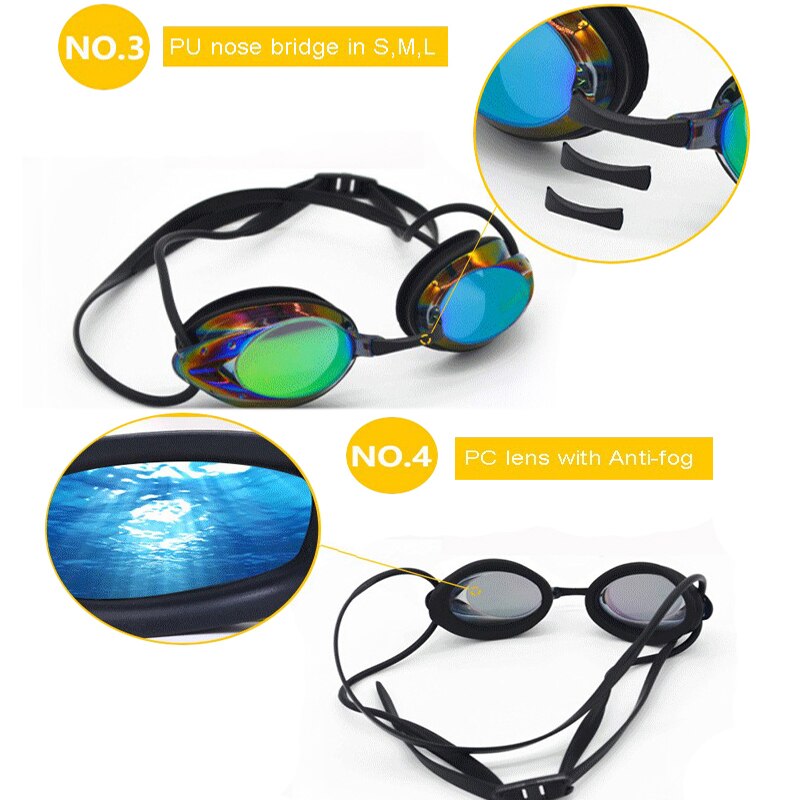 Mystyle Zwemmen Goggle Volwassen Verstelbare Galvaniseren Waterbestendig Anti-Fog Uv Bescherming Zwemmen Goggle 6 Kleuren Eyewear