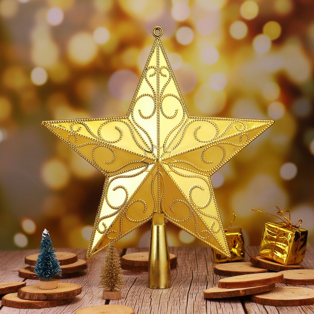 STOBOK 20cm Star Tree Topper Golden Star Christmas Tree Topper 5 Point Star Festival Treetop Decor for Home Part