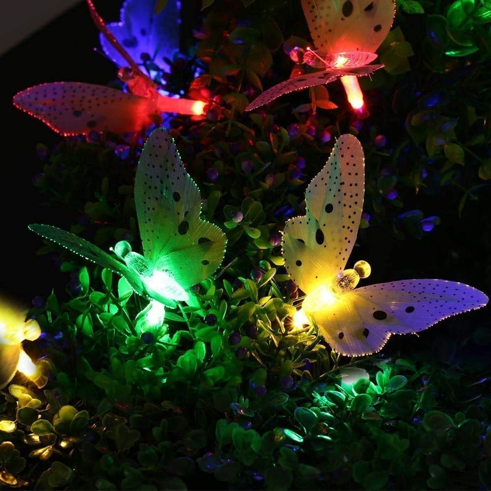 Kerstcadeau Vlinder Solar String Lights 12/30 Led Waterdicht Solar Vlinder Licht Outdoor Indoor Voor Tuin Chritmas Boom