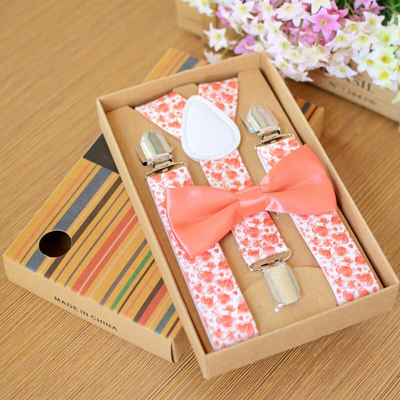Sweet Girls Suspenders Set 3 Clips Elastic Y-back Adjust Bowtie Braces Personality Clothes Accessories For Kids Children