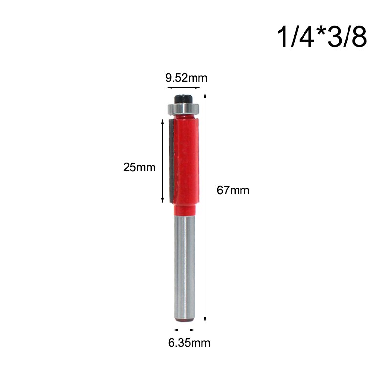LAVIE 1pc 1/4 Inch Shank 6.35mm Flush Trim Router Bit for Wood Trimming Cutter with Bearing Milling Cutter Woodworking MC01029: 6.35x9.52mm