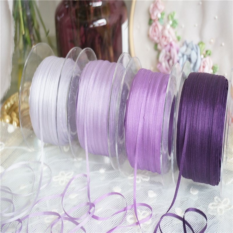 Ruban broderie en soie pure ins style | 2mm, couleur unie, 100% taffetas fin, ruban en soie de , artisanat de ruban Anya
