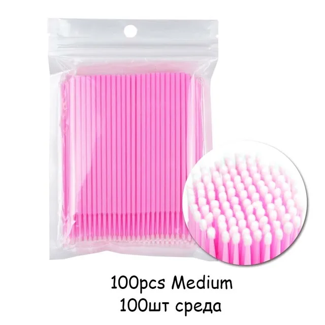 Einweg-Wimpernbürsten, 100 Stück, Mikrobürsten, Wimpernverlängerungswerkzeuge, individuelle Werkzeuge zum Entfernen von Wimpern, Applikatoren: Rosa