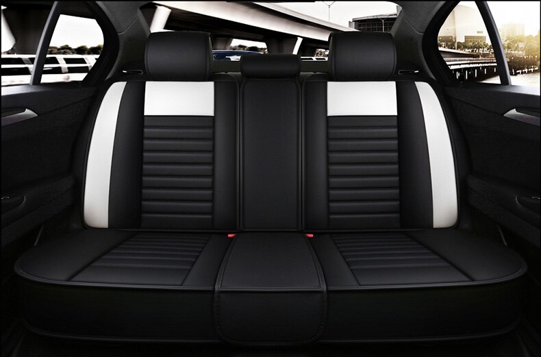 asiento de cuero Pu cojín no se mueve Universal cubierta del coche no diapositiva General saltos Hatchards a para Toyota Rav4 E6 X30: Good White Back 1pcs