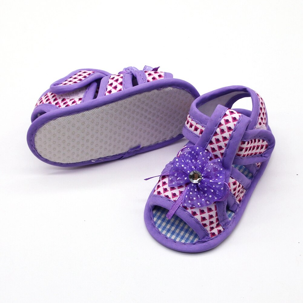 Sandales d'été en coton pour -né fille, chaussures de princesse à semelles souples, motif de fleurs creuses