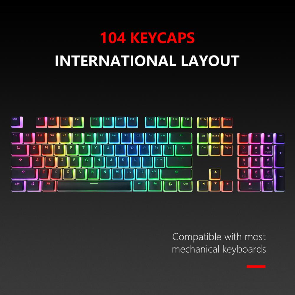 RedThunder Double Shot PBT Pudding Keycaps 104 Keycaps Set with Puller for DIY Cherry MX RGB Mechanical Keyboard