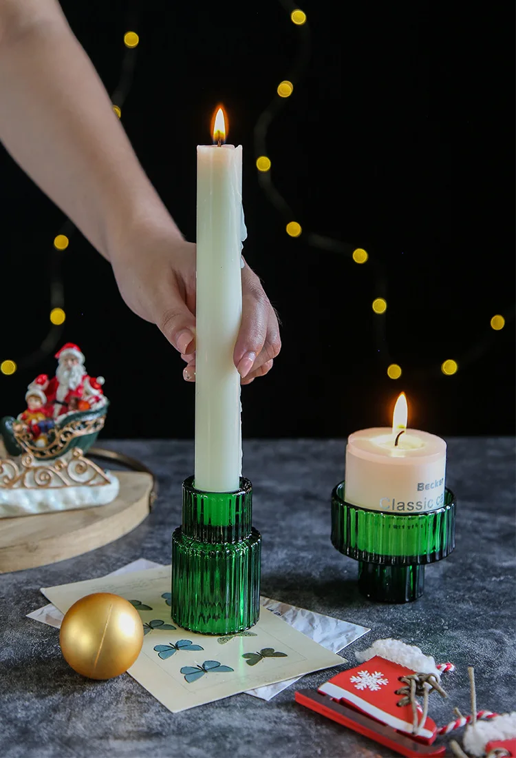rot Mini Glas Kerzenhalter verjüngen Kerzen ständer kleine Tee licht Kerzenhalter Kerzenhalter Weihnachts dekor grünes Glas