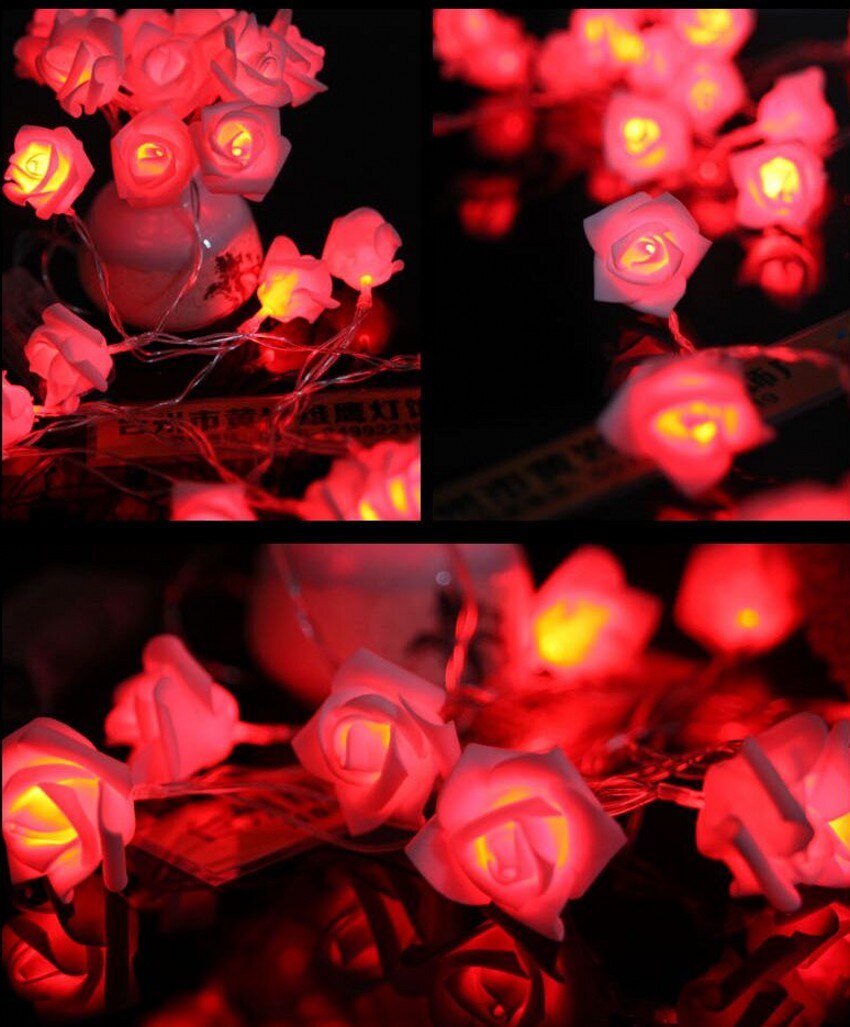 2.5M LED Rose Flower String Lights Foam Rose Flower Garland Fairy Lights For Valentine's Day Wedding Garden Xmas Decor lantern: red