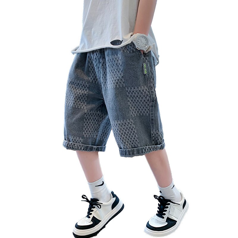 Denim kurze Hose für freundlicher Jungen 2022 Sommer lässig Baumwolle Einfarbig freundlicher Kurze Jean Knie Länge Hosen 5 zu 14 Jahre alt