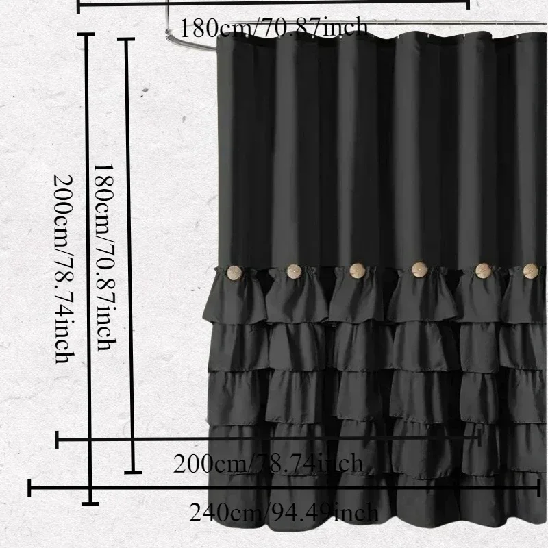 Solid Color French Princess-style Shower Curtain Bathroom Partition Curtain Five-layer Lace Waterproof Bathroom Curtain