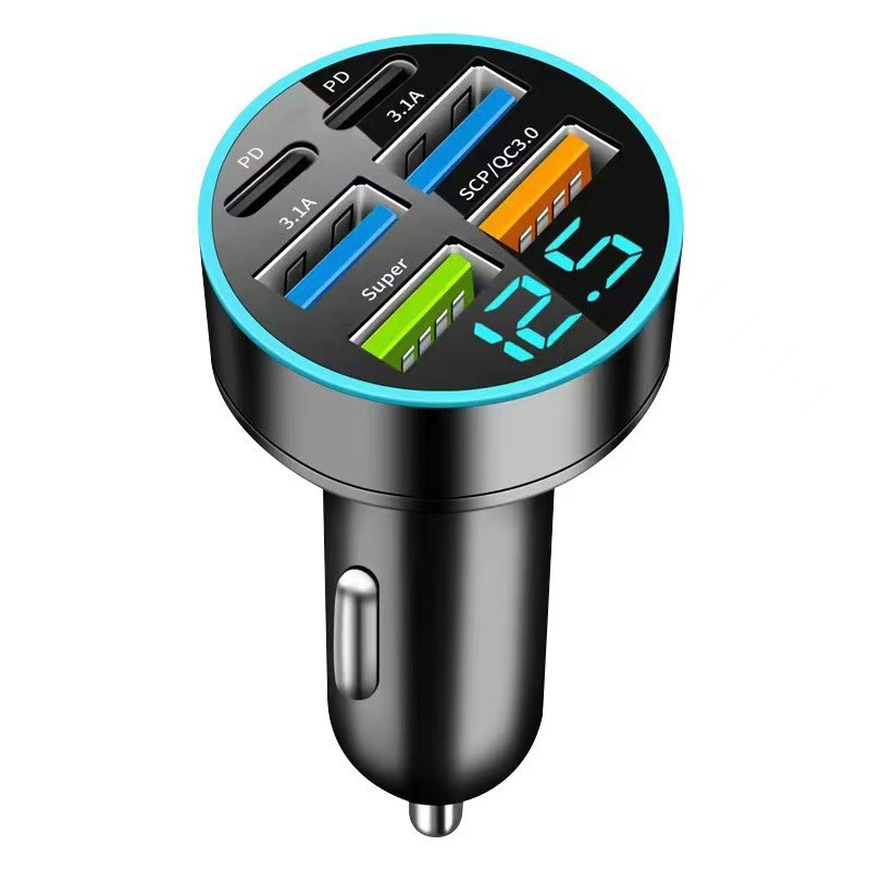 6-poorts snelle USB-oplader voor auto's