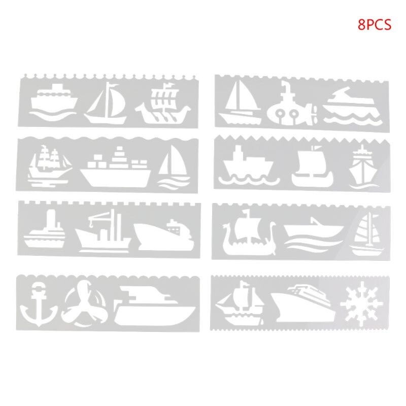 8Pcs/set Kids Plastic Drawing Template Rulers Stencils DIY Painting DIY Making School Supply Tools Craft: Cruise Ship