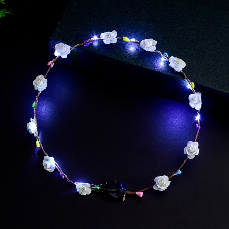 24Pcs Led Gloeiende Kroon Bloem Haarband Krans Party Kinderen Meisje Vrouwen Hoofdband