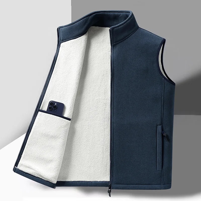 Gilet doublé polaire pour hommes, vêtements de papa décontractés, chauds, vêtements d'extérieur d'automne et d'hiver, coupe ample, veste confortable en mousse à particules: 4XL / YELLOW