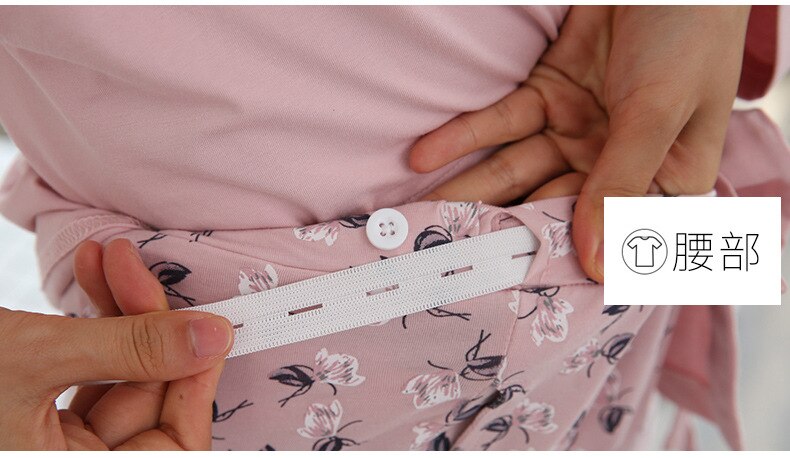 Fdfklak forår efterår bomuld barsel søvn graviditet pyjamas skjorter til fodring pink amme pyjamas langærmet nattøj