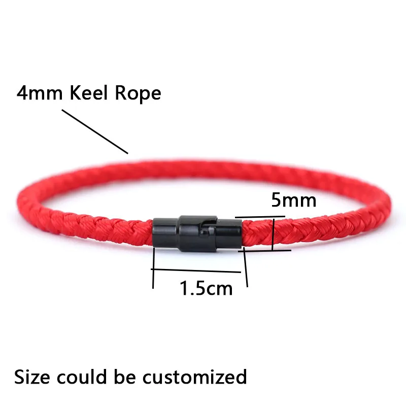 Simple Style Good Luck Red Thread Bracelet For Unisex Grade A 4mm Keel Rope Double Safety Magnetic Buckle Lucky Amulet Braslet
