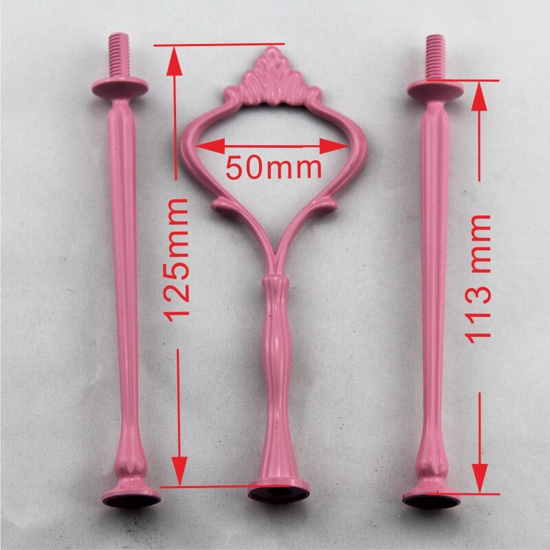 3 Tier Crown Cake Cupcake Plaat Stand Handle Fitting-Roze