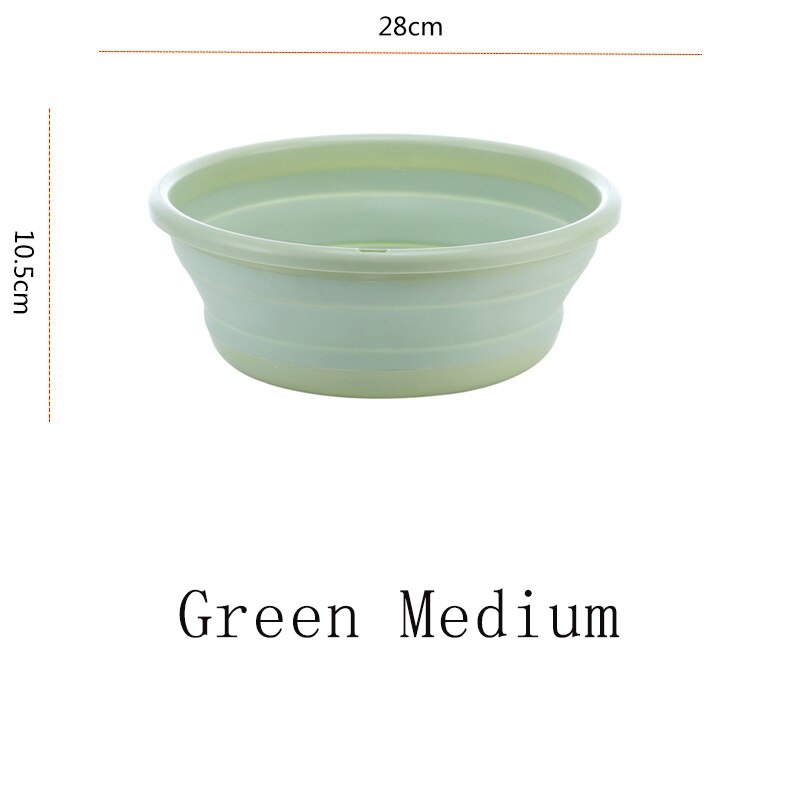 Portable Folding Washbasin Tourism Camping Foldable Basin Bathroom Gadget Kitchen Household Cleaning Tools Car Wash Basins: Green Medium