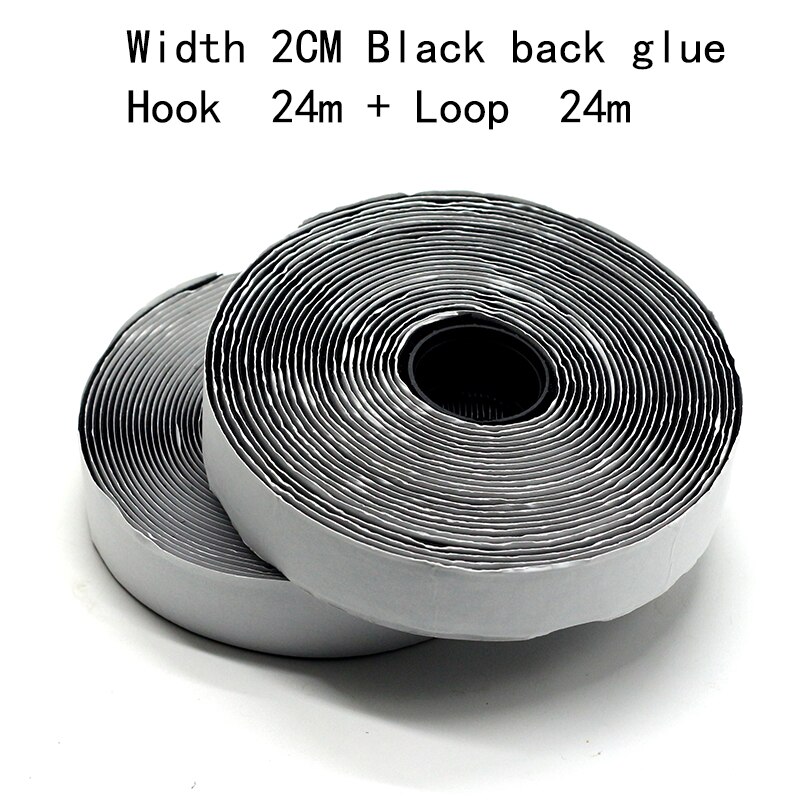 Sujetadores de Velcro de doble cara con pegamento trasero, cinta negra con rebaba con cinta maestra autoadhesiva de nailon: 2cm black