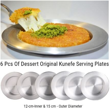 6 pcs Set Kunefe famous dish dessert serving plates presentation tray Hatay antakya kunefe original aluminum plate