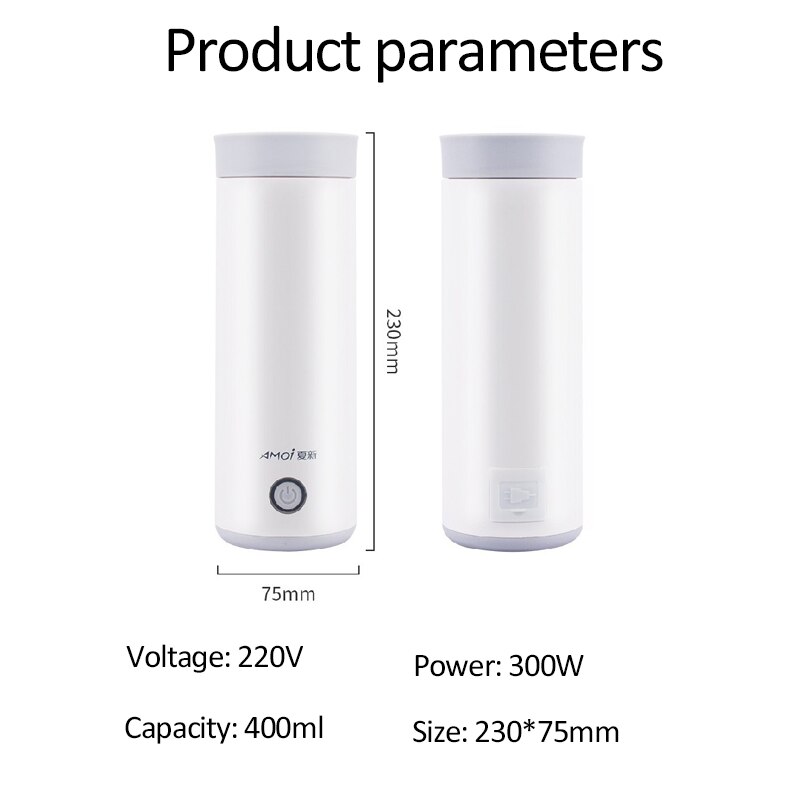 Draagbare elektrische waterkoker mini waterkoker kokend kopje slimme theepot verwarmende thermische mok voor thee koffie melkpoeder 400ml 220v