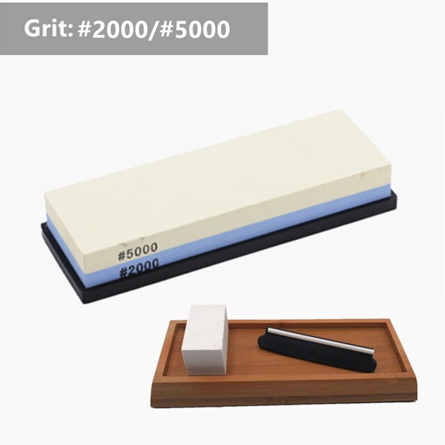 2-IN-1 Knife Sharpener Sharpening Stone Whetstone Scissors Sharpener System Grinding Wet Stone Honing Kitchen Tool: 2000 5000 set