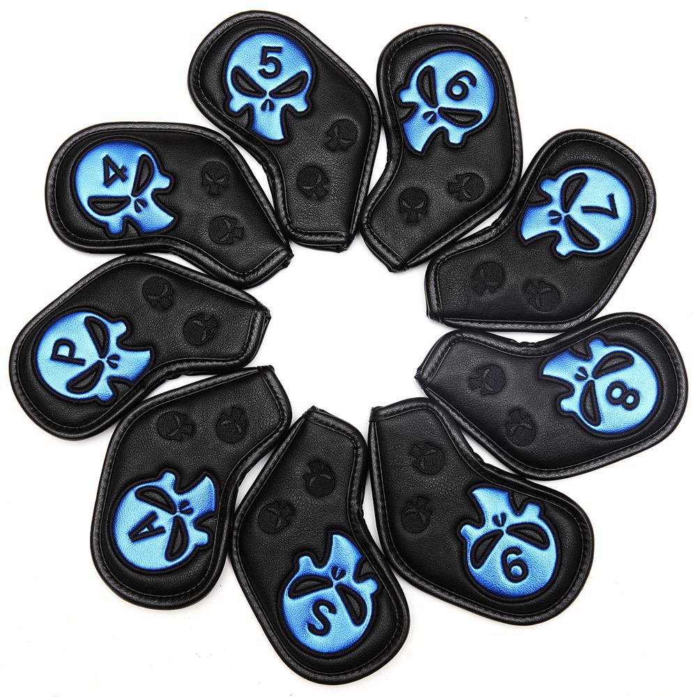 9 Stks/set Golf Cover Skull Iron Pole Hoofd Covers Putter Protector Outdoor Sport Waterdichte Universele Bescherming