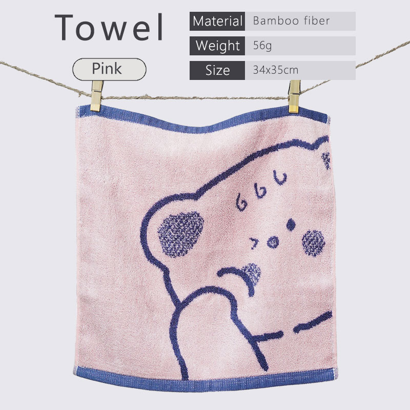 Serviettes en Fiber de bambou, motif ours mignon, serviette pour le visage, serviette de bain pour adultes, Super absorbante, séchage rapide, épaisse, utilisation en salle de bain: Black