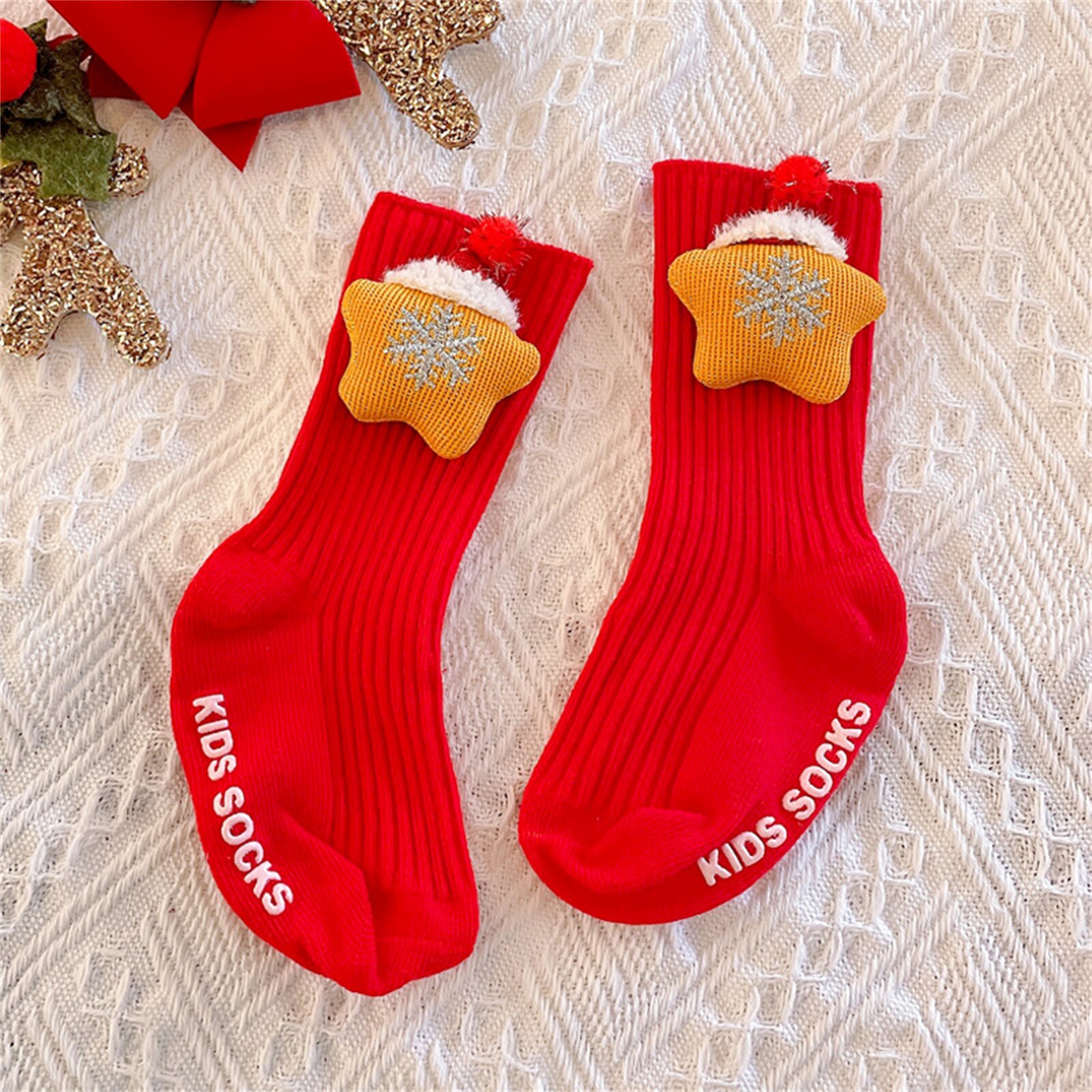 1 Paar Winter Baby Katoenen Sokken Kids Meisjes Jongens 3D Cartoon Sneeuwvlok Elanden Kerstman Kerst Beer Goedkope Stuff kleding