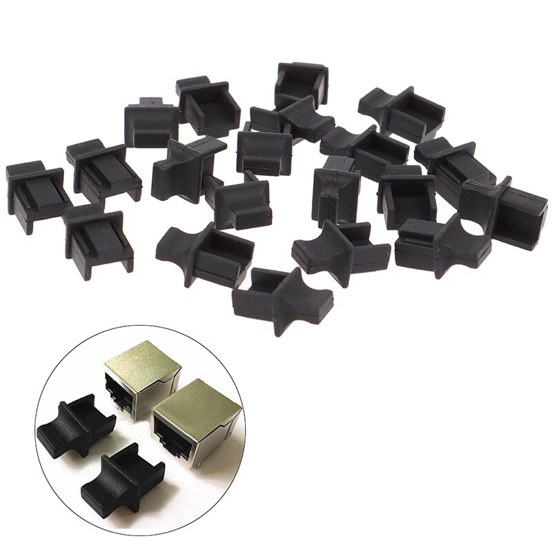 20Pcs RJ45 Beschermende Zachte Rubber Cover Network Connector End Cover Router Verbinding End Stof Plug