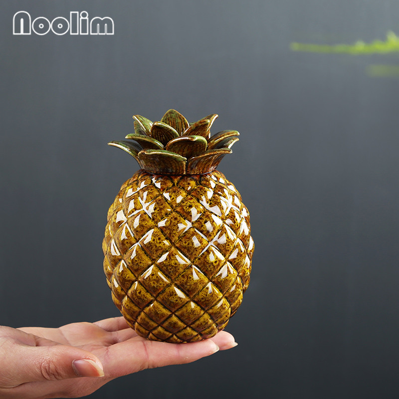 Kreative Ananas Tee Caddie Keramik Obst bilden Versiegelt Tee Blatt Lagerung Panzer Mini Pu'er Tee Kasten Teehaus Ornament