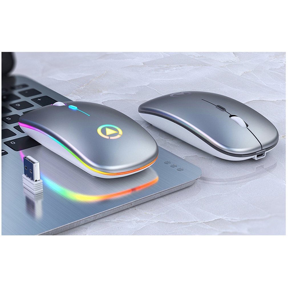 A2 Wireless Mouse Silent Mute Rechargeable Office Wireless Mouse Ultra-thin Silent Lightt Optical Mouse with Usb Receiver