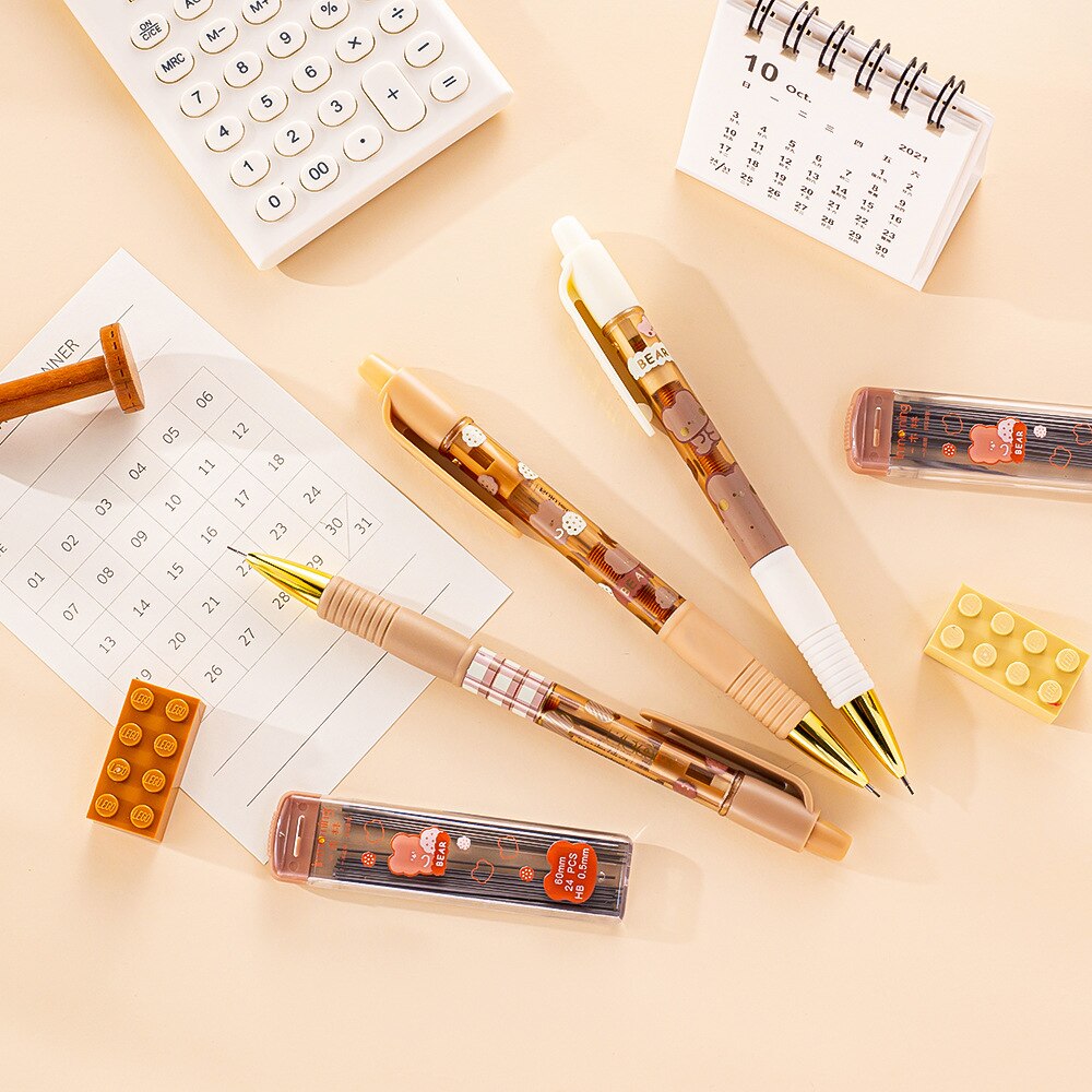Kawaii Cartoon Mechanical Pencil Set With Lead Refill Cute Pencils With Eraser School Office Writing Supplies Stationery