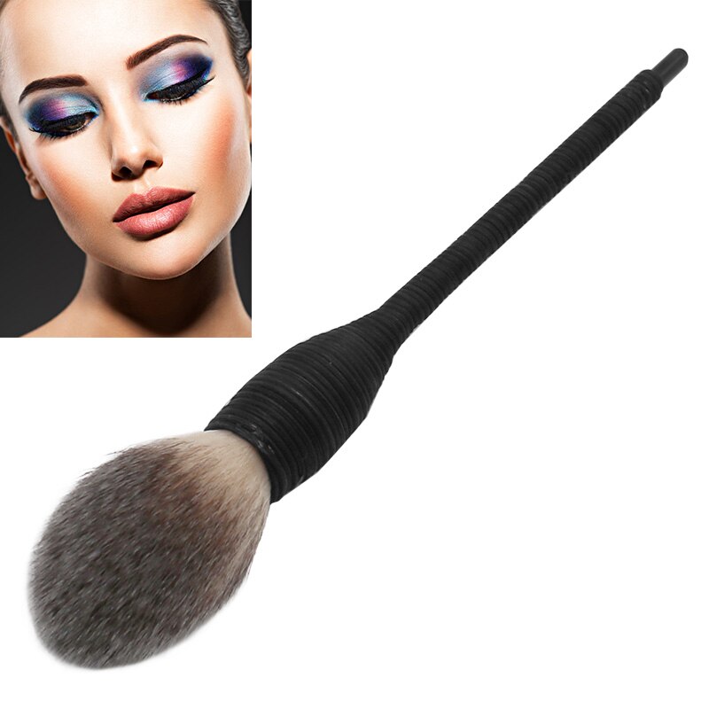 Professionel flad gedeuld rattan makeup børste kosmetisk blush pudder foundation make up skønhedsbørster: Grå
