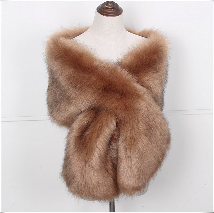 JaneVini Winter Braut Kap Hochzeit Mantel Faux Pelz Stola Weiß Rot Braut Capes Wraps Frauen Formale Kleid Schals Boleros Stolen: Photo Color 4