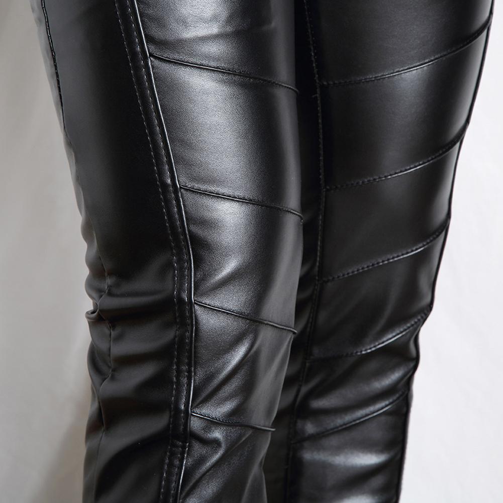 Pantalones de cuero sintético para hombre, pantalón ligero de cintura alta elástica, informal, cortavientos, de talla grande 4XL, para invierno