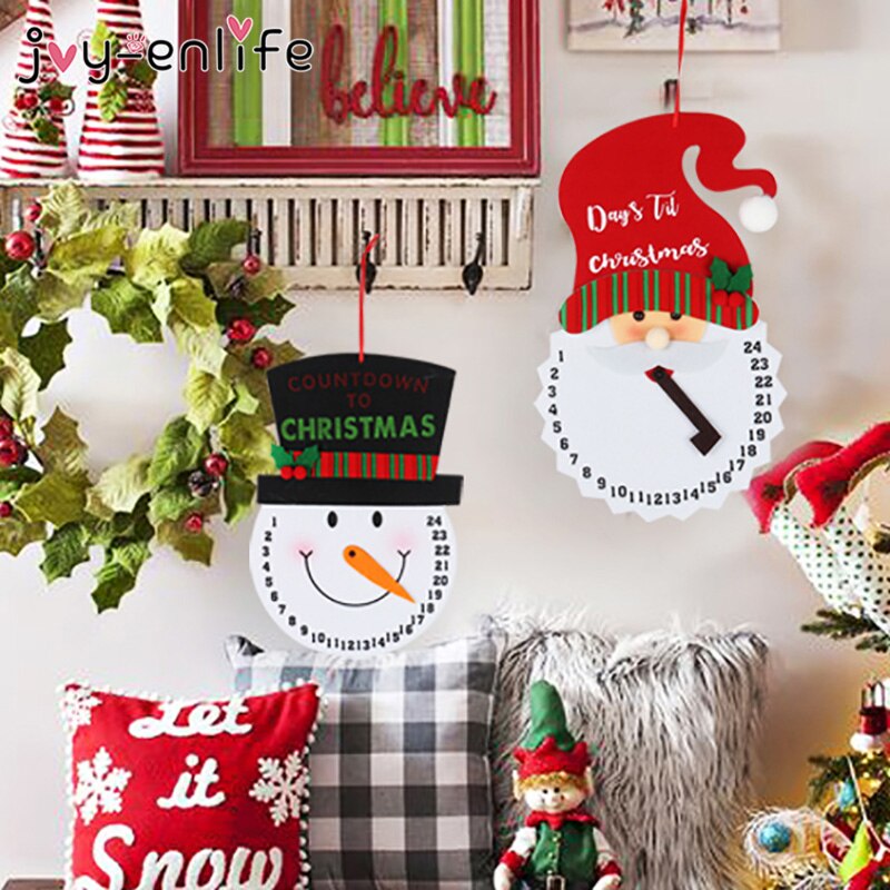 Kerst Advent Kalender Niet-geweven Kerstman Sneeuwpop Kerst Countdown Klok Muur Opknoping Ornament Jaar Woondecoratie