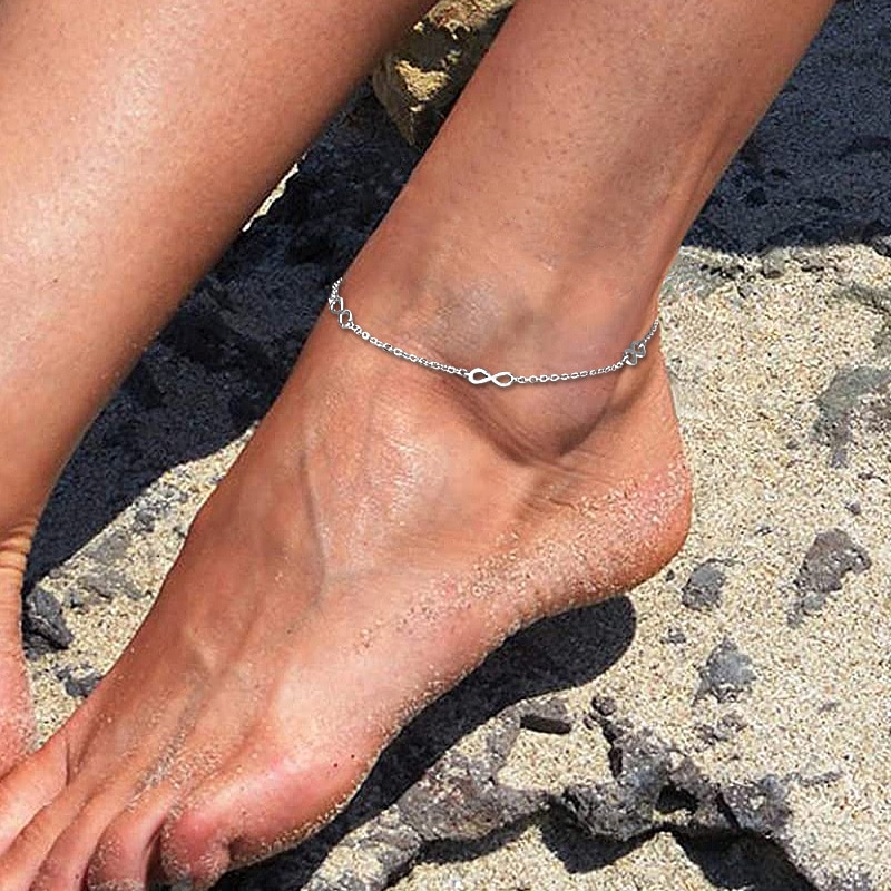 Ustar Infinity Enkelbanden Voor Vrouwen Rvs Voet Accessoires Zomer Strand Barefoot Sandalen Armband Enkel Been Enkel Vrouwelijke