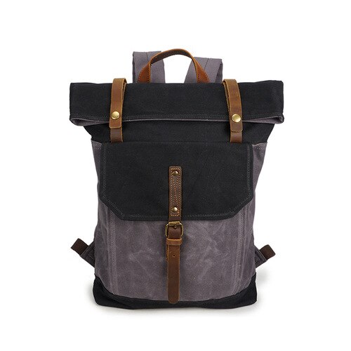 Wax Canvas Backpack Men's Travel Backpack Large Capital Rucksack Waterproof Backpack Women School: Gray