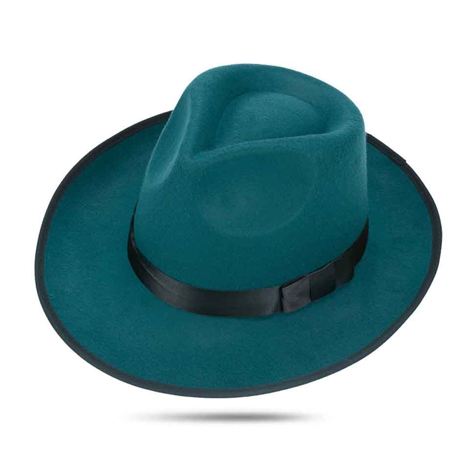 Solid Vilt Fedora Hoed Voor Mannen Brede Rand Dames Trilby Chapeu Vilten Hoed Vrouwen Mannen Jazz Hoed Kerk Godfather sombrero Caps: C0201-2