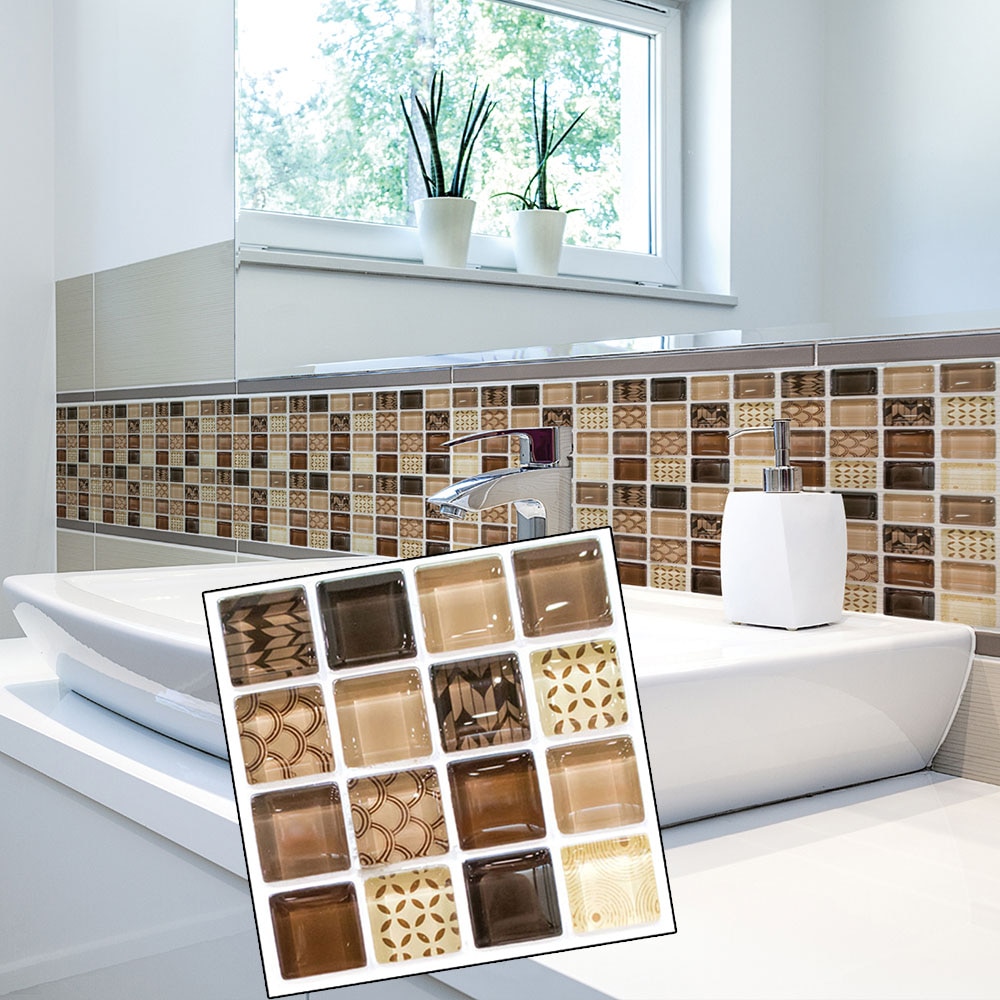 18 stk bad veggklistremerker pvc mosaikk kjøkken vanntette flis klistremerker plast vinyl selvklebende veggpapir hjem dekor