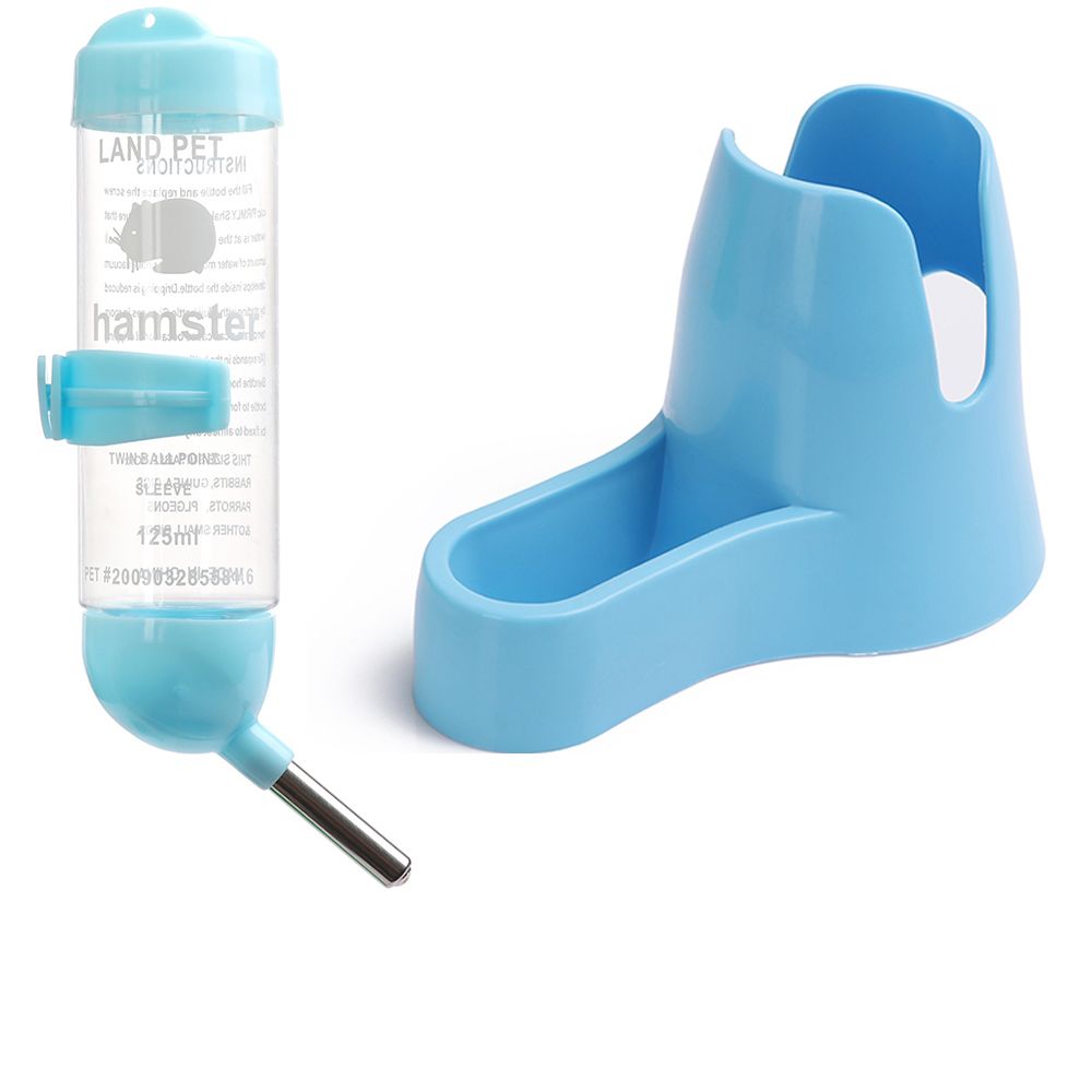 Contenedor de comida para mascotas, alimentador, accesorios para animales pequeños, dispensador automático, dispositivo de alimentación, botella de agua para hámster: blue / 80ML