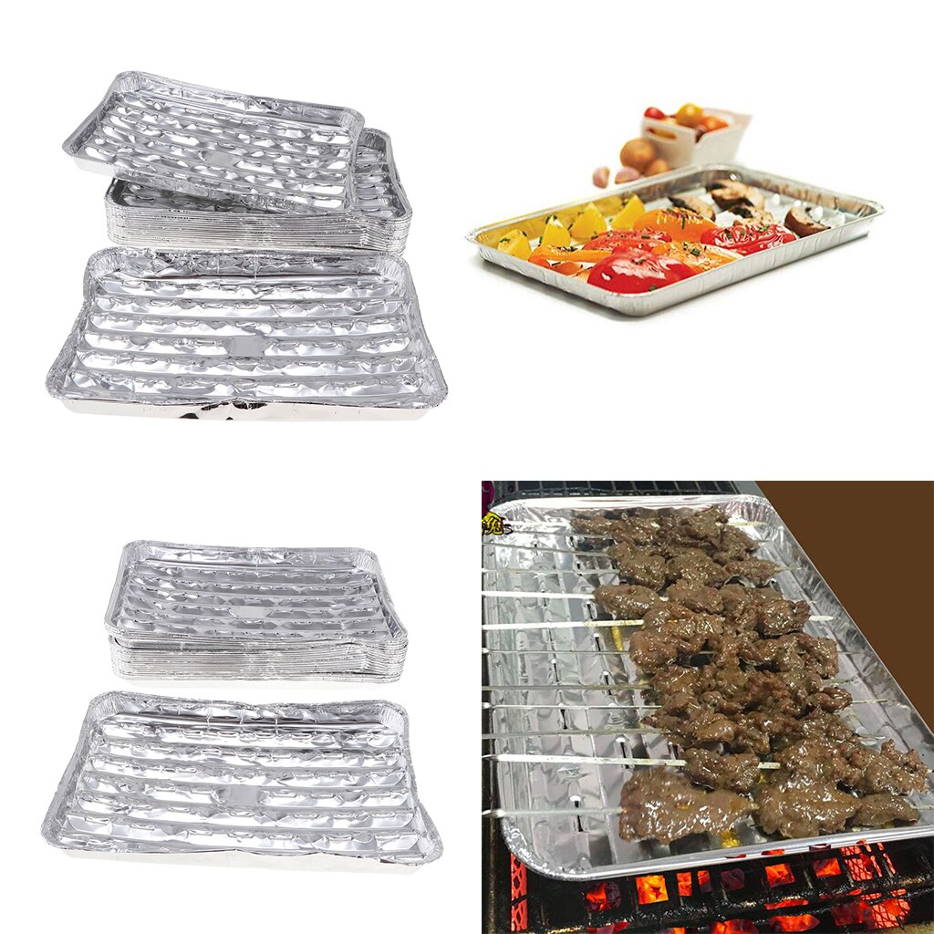 40 Stks/set Wegwerp Aluminiumfolie Pannen Barbecue Grillen Trays Bakken Plaat