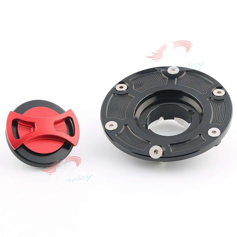 Billet CNC Keyless Gas Fuel Tank Cap Cover For Aprilia RS125/RS250 All Years / RSV1000 Mille 1998 - 2000: Red