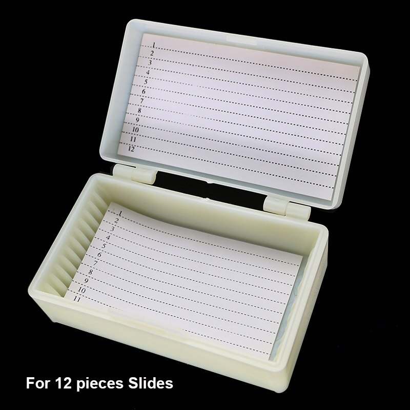 Caja deslizante para microscopio, armario de baldas, caja de rodajas patológicas para almacenamiento de 10, 25, 50 o 100 piezas: for 12 pieces Slides