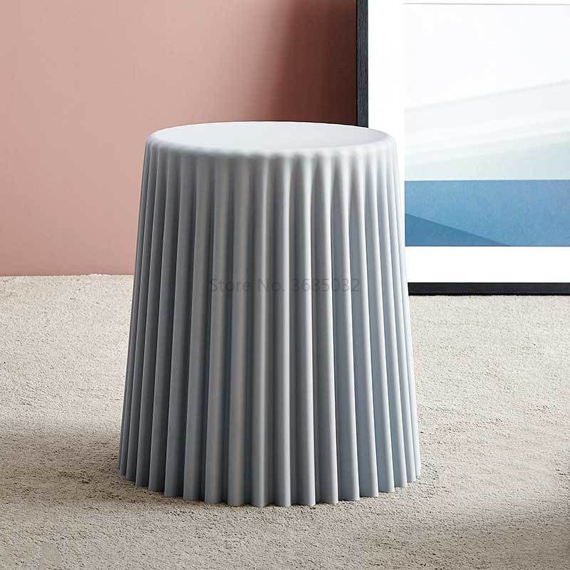 Table basse nordique en plastique bon marché, Table d&#39;appoint de salon, petite Table ronde, tabouret , décoration de maison: gray