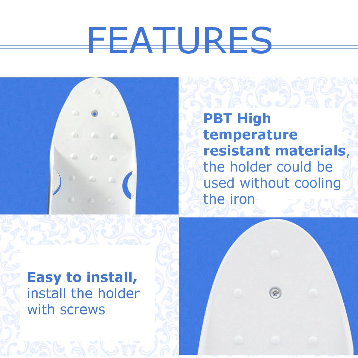 White/Black Ironing Board Storage Over The Door Hook Iron Holder Home Laundry Wall Mounted Rack Hotel