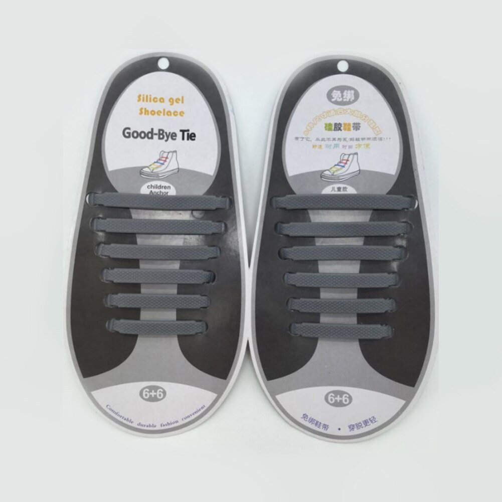 Silikone snørebånd elastisk uden bindesko snørebånd til børn og voksne snørebånd gummi zapatillas sneakers hurtige snørebånd tilbehør: Grå