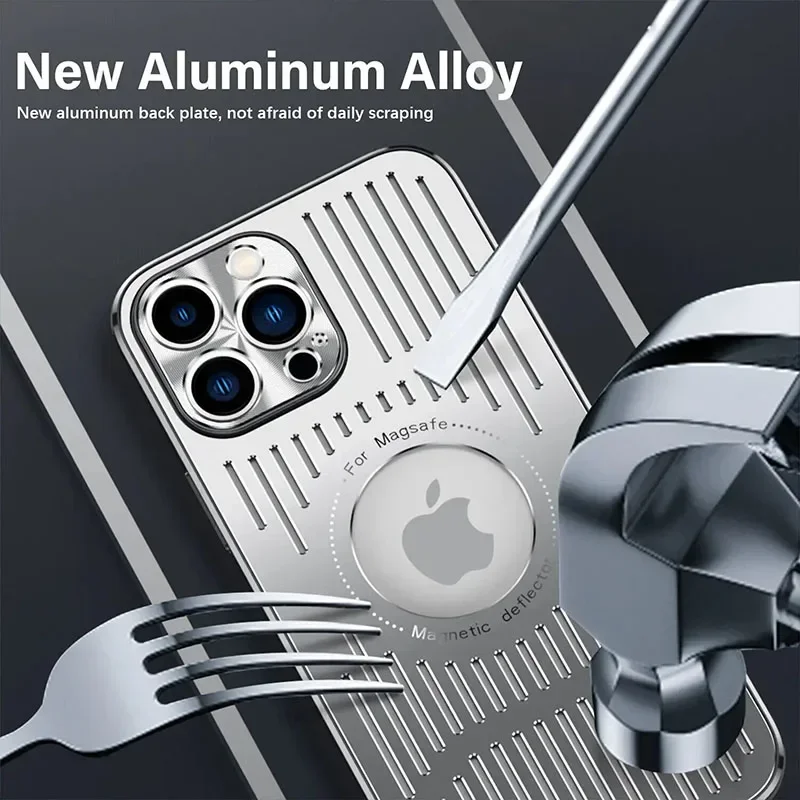 Betere warmteafvoer aluminium metalen telefoonhoes voor iPhone 16 15 14 13 12 Pro Max achterkant