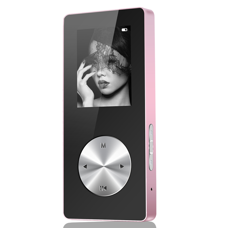 Bluetooth MP3 MP4 player, all metal Hifi MP4 sport player with speaker, recorder pen with screen card, mini Walkman: Pink / 16GB